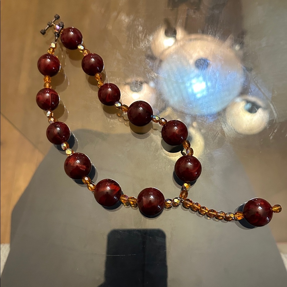 Elegant Homemade Brown Beaded Necklace